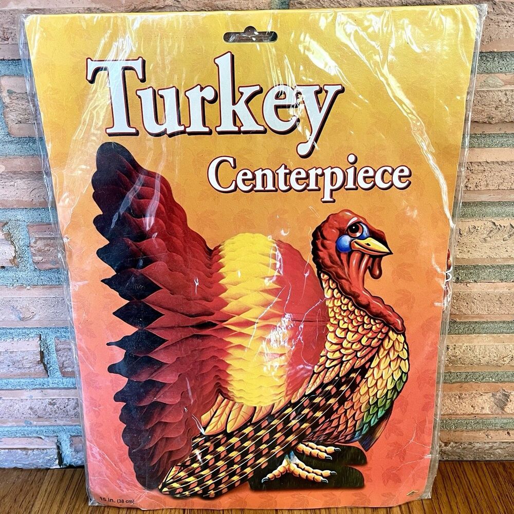 Vintage 2000 Beistle Thanksgiving Turkey Honeycomb Die Cut Centerpiece 9” NOS